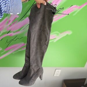 Gray Vegan Suede Over-the-Knee Boots. Super soft. Worn once